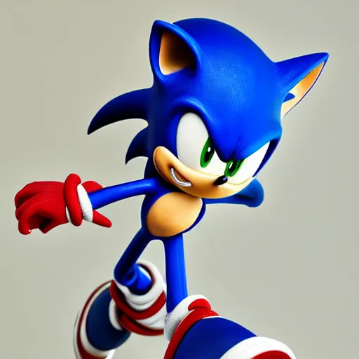 Prompt: Extremely detailed plastic figurine of Sonic the Hedgehog, studio lightning, product photo, professional photography.