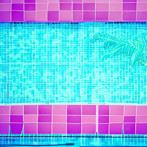 Image similar to vaporwave swimming pool with nobody, pinkish color