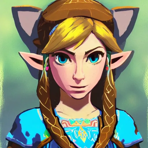 Image similar to a portrait of princess zelda from the legend of zelda breath of the wild, breath of the wild art style.