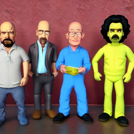 Image similar to cast of breaking bad as disney 3 d characters