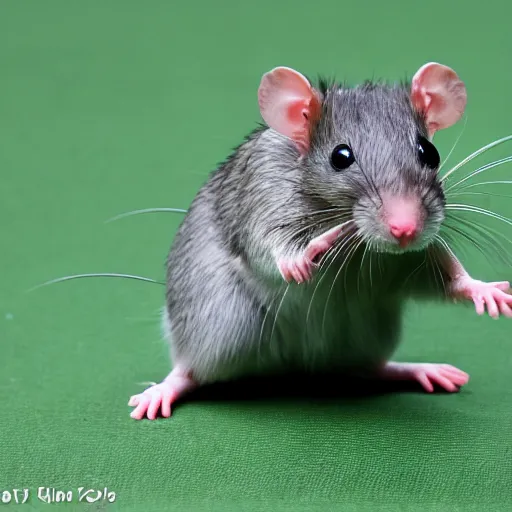 Image similar to A tiny rat doing a cute dance for the enjoyment of humans who are betting on the rats performance in Taiwan.