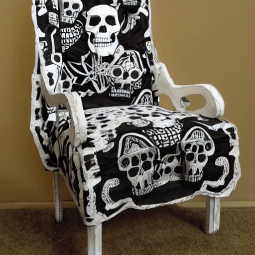 Image similar to a chair made from skulls