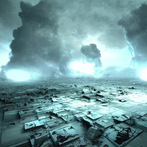 Image similar to chaotic hell, end of world, vray