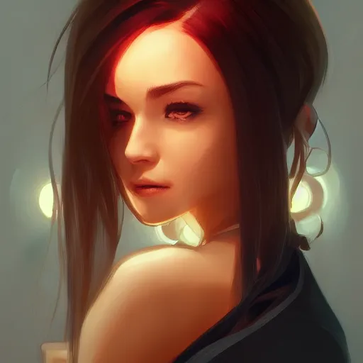 Image similar to Portrait of young Boxxy with sidebuzzed haircut, slight nerdy smile, elegant, digital painting, artstation, concept art, smooth, sharp focus, illustration, art by artgerm and greg rutkowski and alphonse mucha