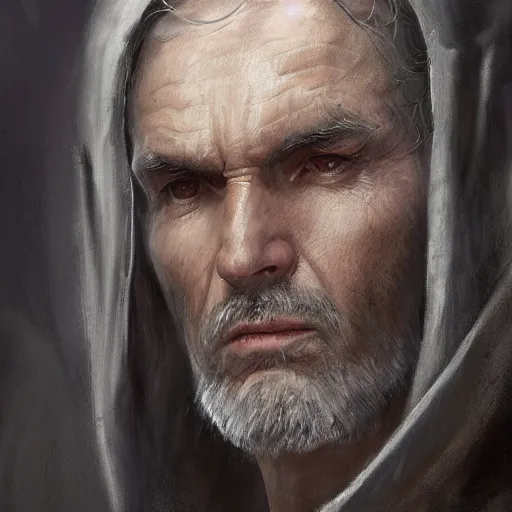 Image similar to portrait of a man by greg rutkowski, old jedi master, he looks like sam witwer, wearing gray jedi robes, star wars expanded universe, he is about 6 0 years old, highly detailed portrait, digital painting, artstation, concept art, smooth, sharp foccus ilustration, artstation hq