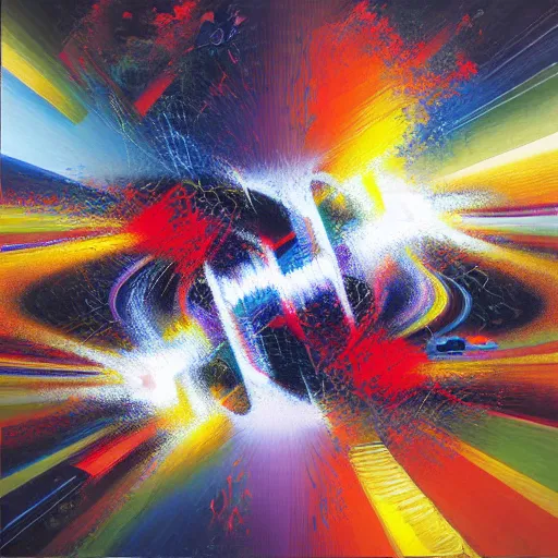 Image similar to abstract art representing momentum, oil painting by john berkey and gabriel dawe, masterwork