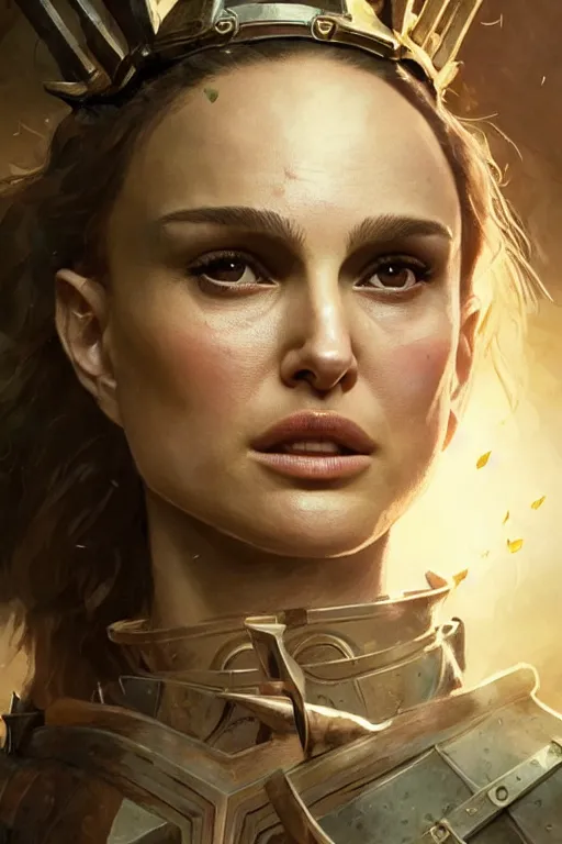 Image similar to natalie portman, legendary warrior, heroic, lord of the rings, tattoos, decorative ornaments, battle armor, by carl spitzweg, ismail inceoglu, vdragan bibin, hans thoma, greg rutkowski, alexandros pyromallis, perfect face, fine details, realistic shading photorealism