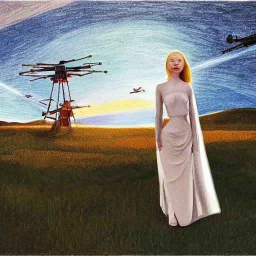 Image similar to Elle Fanning in the painted world of Star Wars, head and shoulders masterpiece, apocalypse, golden hour, cosmic horror, artstation, in the style of Andrew Wyeth and Edward Hopper and Bosch, extremely detailed