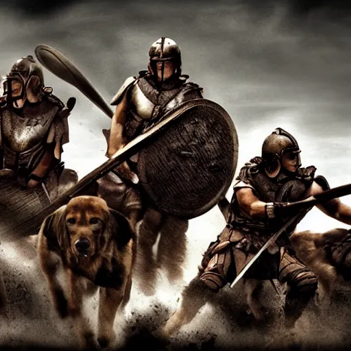 Prompt: spartans dogs, 3 0 0 movie epic scene, cinematic lighting, epic cinematic, highly detail, digital art style