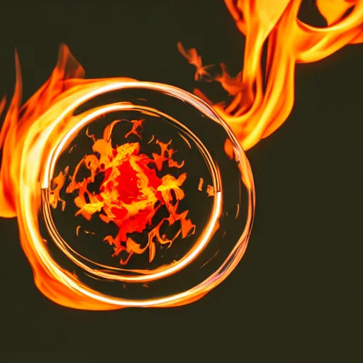 Image similar to soap bubble covered in fire flames, centered