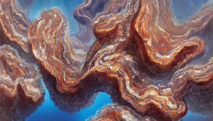 Image similar to kent williams plume agate aquatic horror shape diablo canyon rendered extremely detailed