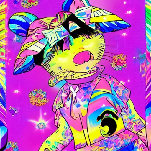 Image similar to Lisa Frank and 1990\'s manga collaboration