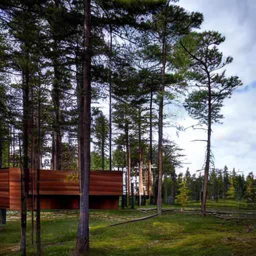 Prompt: a building in a stunning landscape by alvar aalto