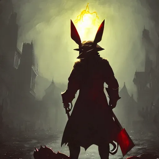 Prompt: Pikachu as a bloodborne boss digital art in the style of Greg Rutkowski and Craig Mullins, 4k