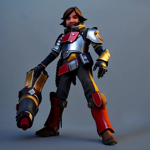 Image similar to a young boy with the appearance and armor of mccree from overwatch, design, octane render, 4 k, ingame shot