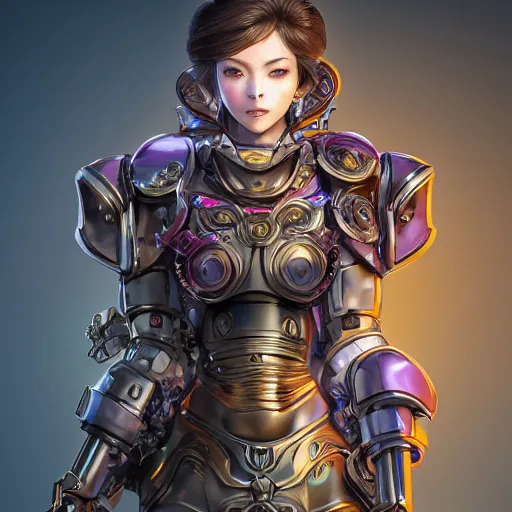 Image similar to studio portrait of lawful good colorful female holy mecha paladin absurdly beautiful, elegant, young sensual graceful woman, ultrafine hyperrealistic detailed face illustration by kim jung gi, irakli nadar, intricate linework, sharp focus, bright colors, matte, octopath traveler, final fantasy, unreal engine highly rendered, global illumination, radiant light, intricate environment