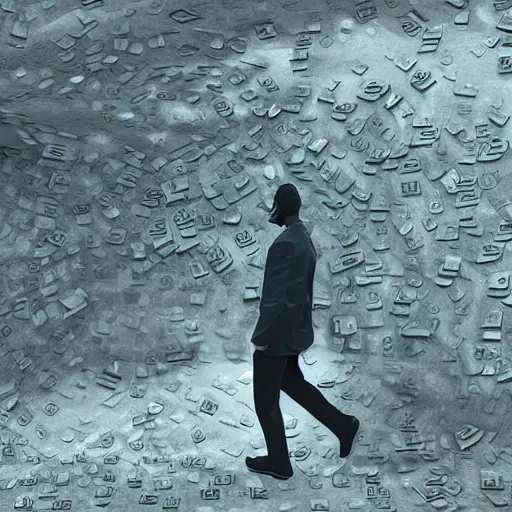 Image similar to A man trying to walk forward during a storm made of money, digital art