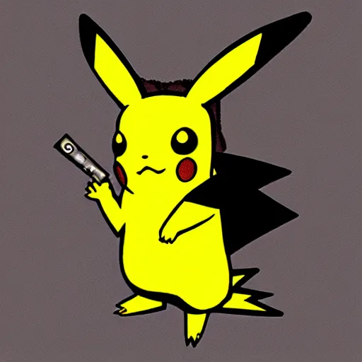Image similar to pikachu smokes to the mouth snickers high detail picture