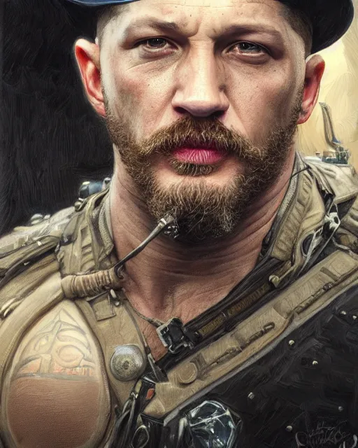 Prompt: tom hardy, highly detailed, very intricate, cinematic lighting, painted portrait, by donato giancola and rossdraws and magali villenueve, featured on artstation