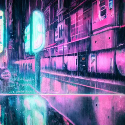 Prompt: realism retro-futuristic new-york robots city grafitti neon rain reflection,8k