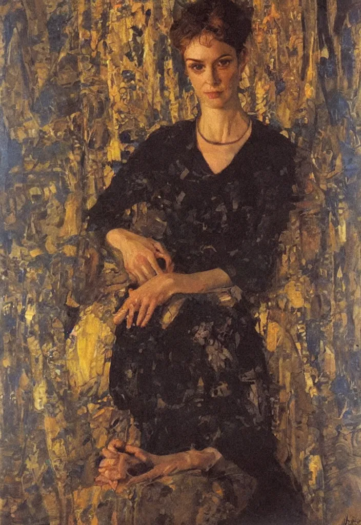 Image similar to aristocrat portrait, night, denis sarazhin, vrubel, oil on canvas