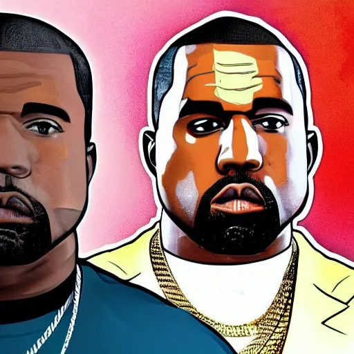 Image similar to illustration gta 5 artwork of holy saint kanye west, golden cross, in the style of gta 5 loading screen, by stephen bliss