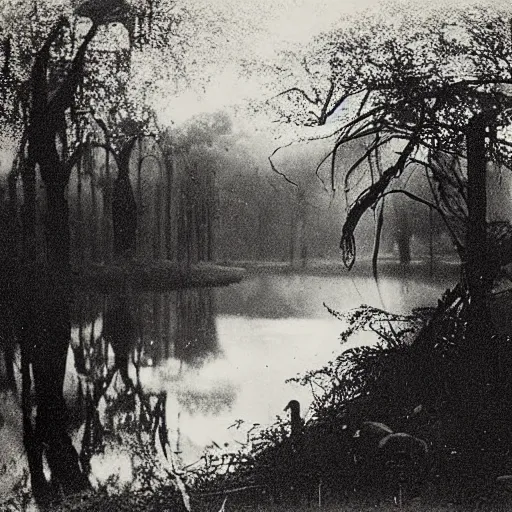 Prompt: Victorian Photograph of a swamp