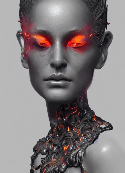 Image similar to sculpture made of flame, portrait, female, future, torch, fire, harper's bazaar, vogue, fashion magazine, intricate, concept art, close up, ornate, luxury, elite, elegant, trending on artstation, by ruan jia, by Kenneth Willardt, by ross tran, by WLOP, by Andrei Riabovitchev,