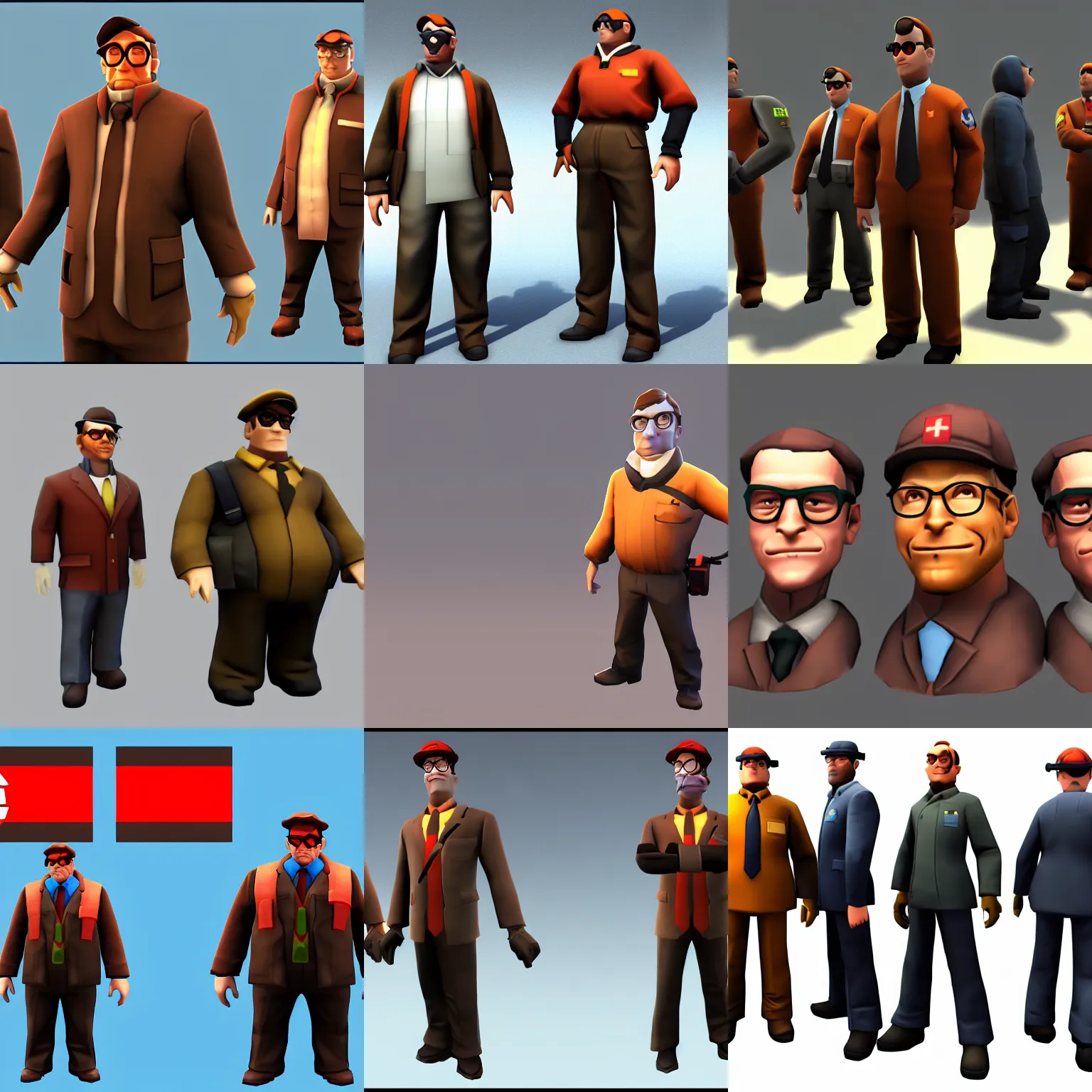 Prompt: bill gates team fortress 2 model, sfm, tf 2