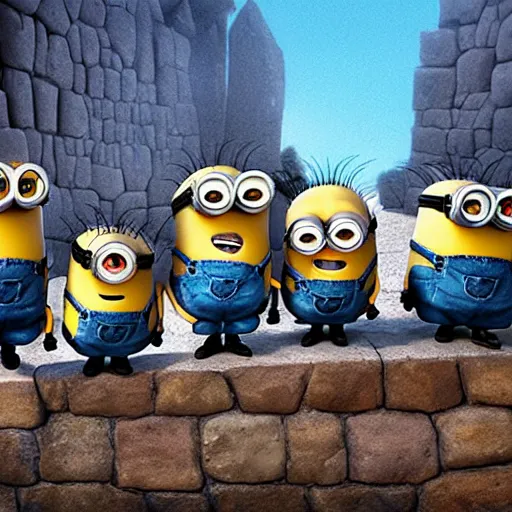 Prompt: Minions at the Christ crucification