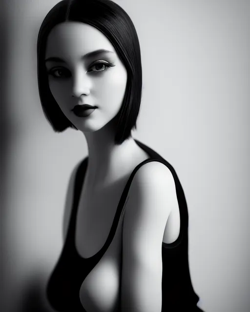 Image similar to black and white dreamy young beautiful female artificial intelligence, cinematic, rim light, photo - realistic, elegant, high detail, 8 k, masterpiece, photo taken in 1 9 3 0