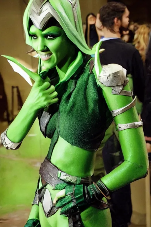 Image similar to jessica alba as a green - skinned verden from dnd, cosplay, photoshoot