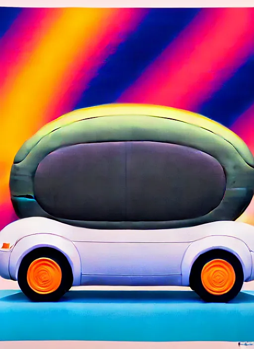 Image similar to inflated car by shusei nagaoka, kaws, david rudnick, airbrush on canvas, pastell colours, cell shaded, 8 k