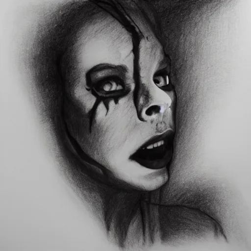 Prompt: drawing blood, charcoal pencil