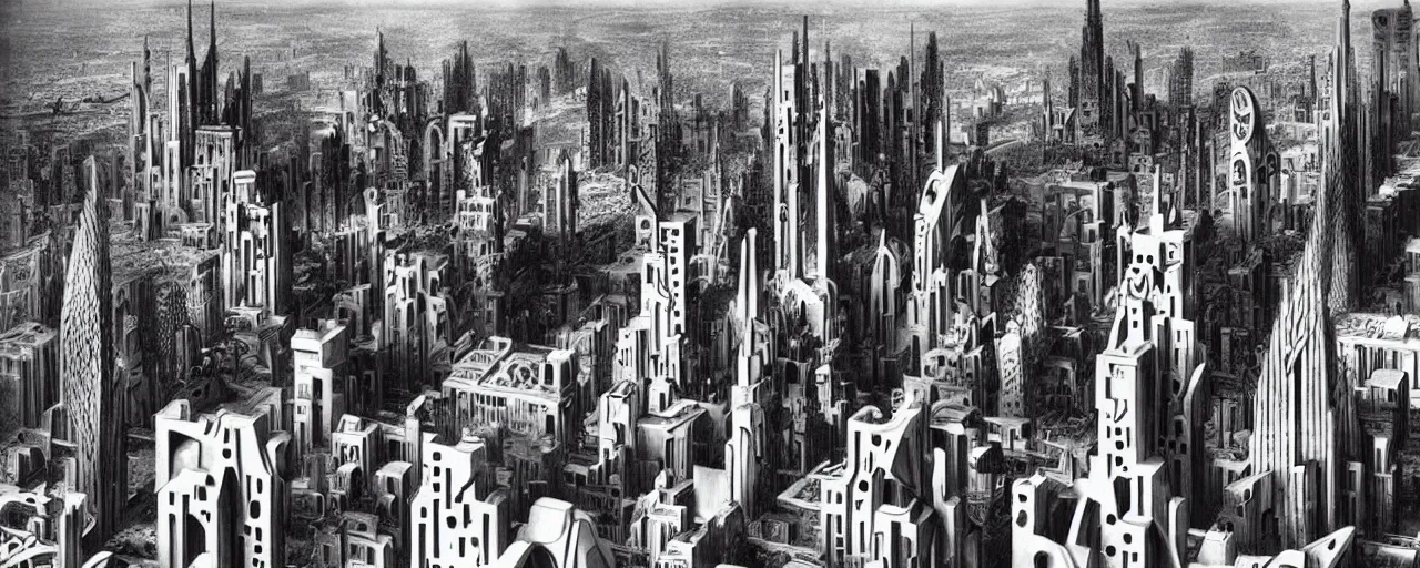 Prompt: futuristic city, designed by gaudi