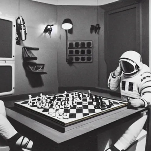 Prompt: space odyssey astronaut playing chess