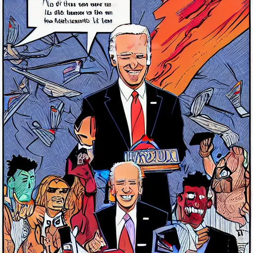 Image similar to Joe Biden doesn’t know where he is, random location. illustration concept art in the style of Arthur Adams