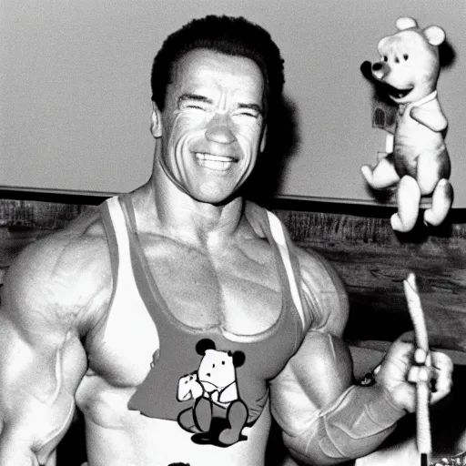 Prompt: Arnold Schwarzenegger in Winnie the Pooh