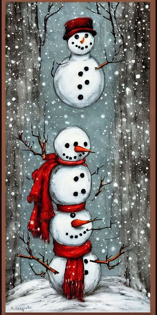 Image similar to a snowman scene by alexander jansson