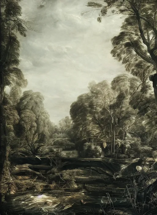 Image similar to Beautiful black cannery , Looks like Scarlett Johansson, In the woods, Dramatic, Edge, Good, Infused, Backlight, De-Noise, VFX, insanely detailed and intricate, hypermaximalist, facial ,elegant, ornate, hyper realistic, super detailed, by Anthony Van Dyck, by Ivan Shishkin, by John Constable