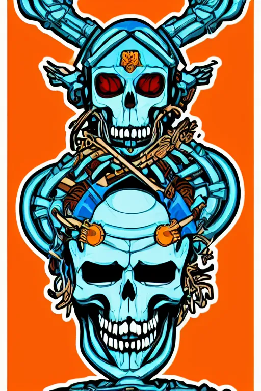 Image similar to A portrait of a god of death that is a thug, sticker, colorful, illustration, highly detailed, smooth and clean vector curves, no jagged lines, vector art, smooth