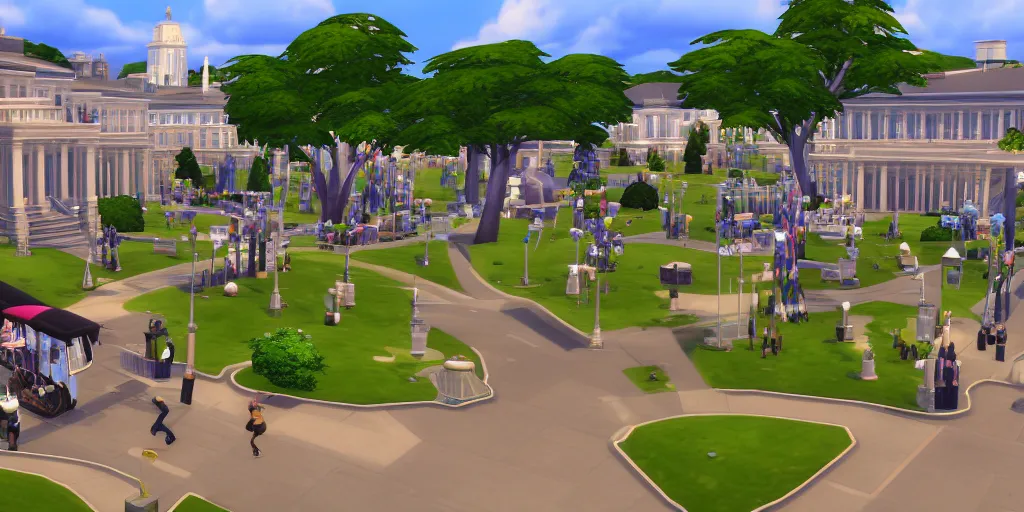 Image similar to a presidential inauguration in The Sims 4