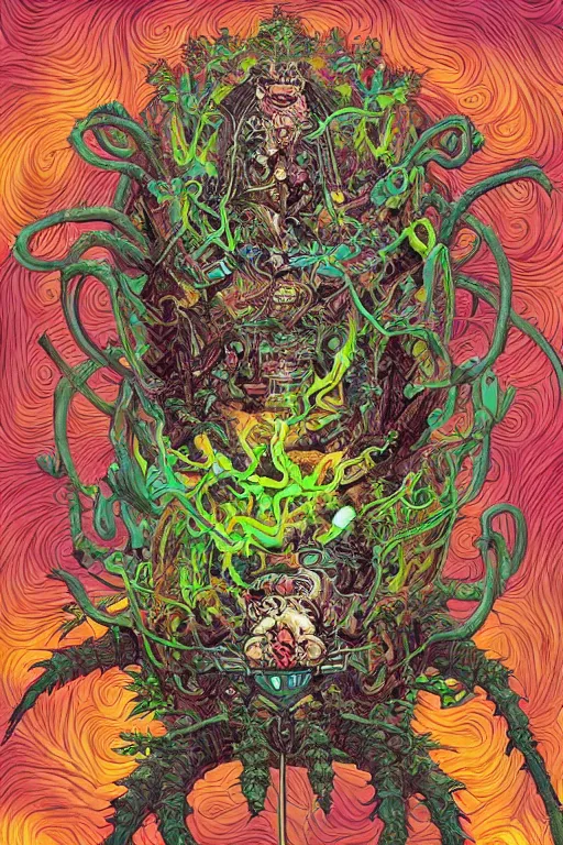 Image similar to creature sushi roots cactus elemental flush of force nature micro world fluo light deepdream a wild amazing steampunk baroque ancient alien creature, intricate detail, colorful digital painting that looks like it is from borderlands and by feng zhu and loish and laurie greasley, victo ngai, andreas rocha, john harris