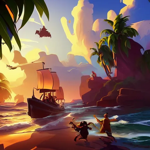 Image similar to painting treasure on sea of thieves game smooth median photoshop filter cutout vector, behance hd by jesper ejsing, by rhads, makoto shinkai and lois van baarle, ilya kuvshinov, rossdraws global illumination