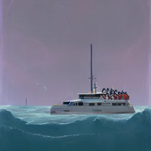 Image similar to yachting club by simon stalenhag