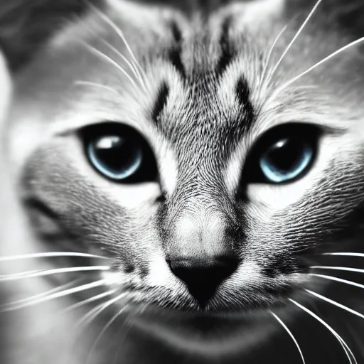 Prompt: close up photo of a cat with really small eyes that are far apart, - n 9