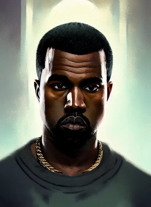 Image similar to highly detailed portrait kanye west in gta v stephen bliss unreal engine fantasy art by greg rutkowski loish rhads ferdinand knab makoto shinkai lois van baarle ilya kuvshinov rossdraws tom bagshaw global illumination radiant light detailed intricate environment