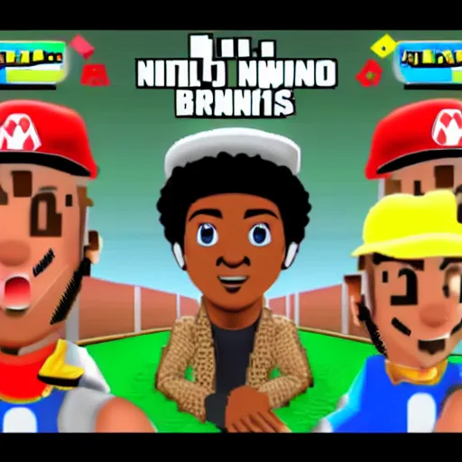 Prompt: bruno mars in nintendo 64 game