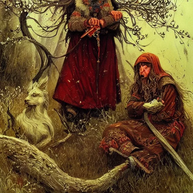 Image similar to russian folk fairytales, fantasy art, an ultrafine detailed painting, academic art, artstation, by pavel korin, viktor vasnetsov