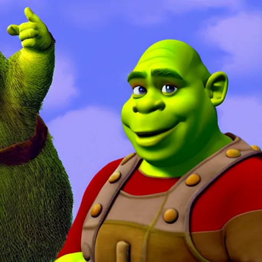 Image similar to shrek as a character in super mario 6 4